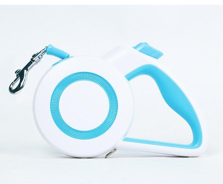 A durable nylon reflective dog leash with an automatic retractable mechanism, suitable for small and large pets, shown in a vibrant color.