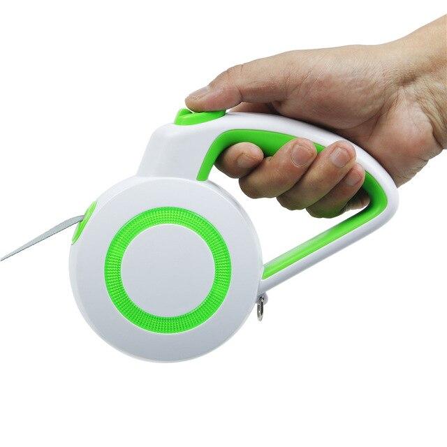 A durable nylon reflective dog leash with an automatic retractable mechanism, suitable for small and large pets, shown in a vibrant color.