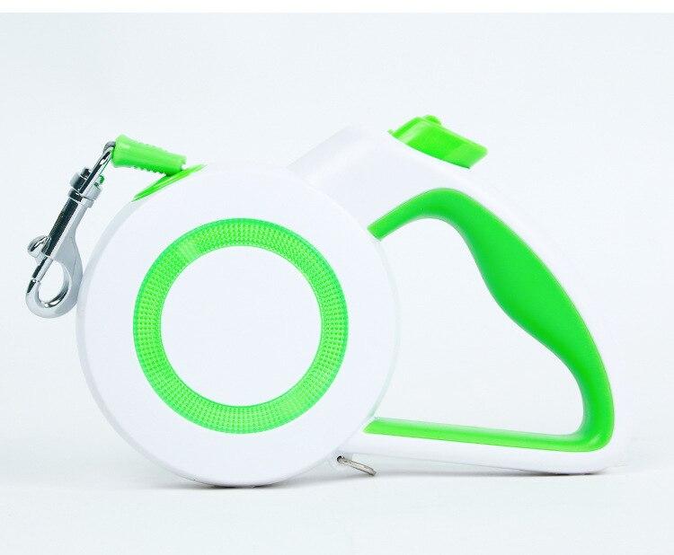 A durable nylon reflective dog leash with an automatic retractable mechanism, suitable for small and large pets, shown in a vibrant color.