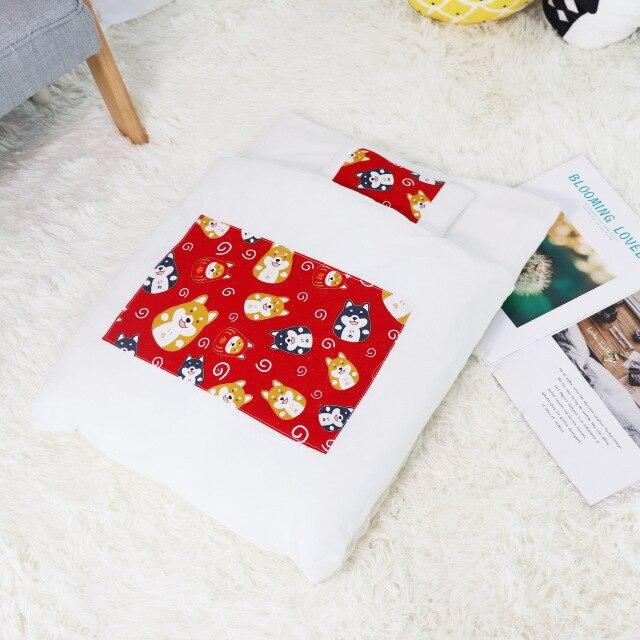A cozy removable dog cat bed sleeping bag in soft pp cotton, perfect for winter warmth, available in multiple sizes.
