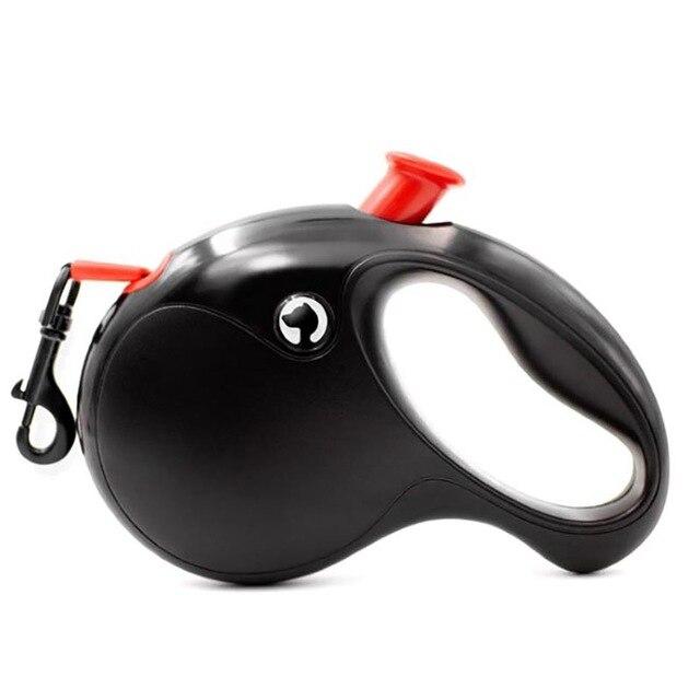 Retractable Pet Dog Leash in black, blue, and pink colors, featuring a reflective design and ergonomic handle for comfort.