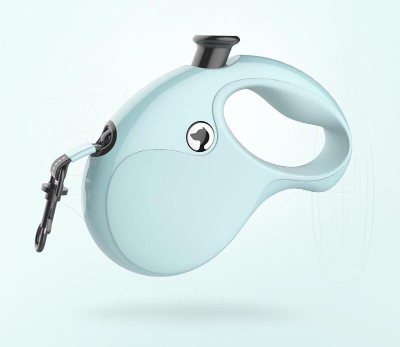 Retractable Pet Dog Leash in black, blue, and pink colors, featuring a reflective design and ergonomic handle for comfort.