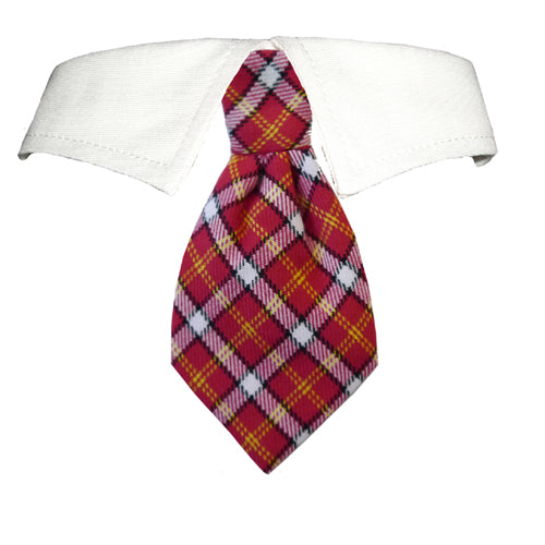 Richie Shirt Collar in red with detachable tie and Velcro closure, designed for XXL neck size.