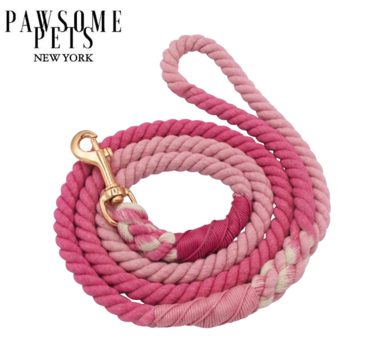 Cherry Blossom Rope Leash made of 100% cotton with luxe hardware and a matching charm, showcasing its vibrant color and durable design.
