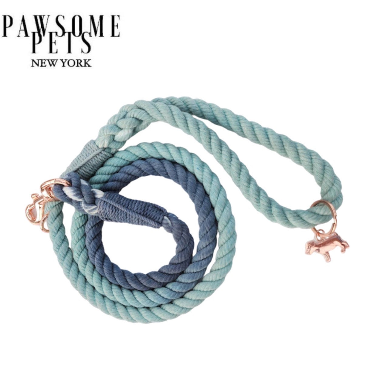 Colorful ROPE LEASH - CLAIR made from 100% cotton rope with luxe hardware and a matching charm, perfect for stylish pet walks.