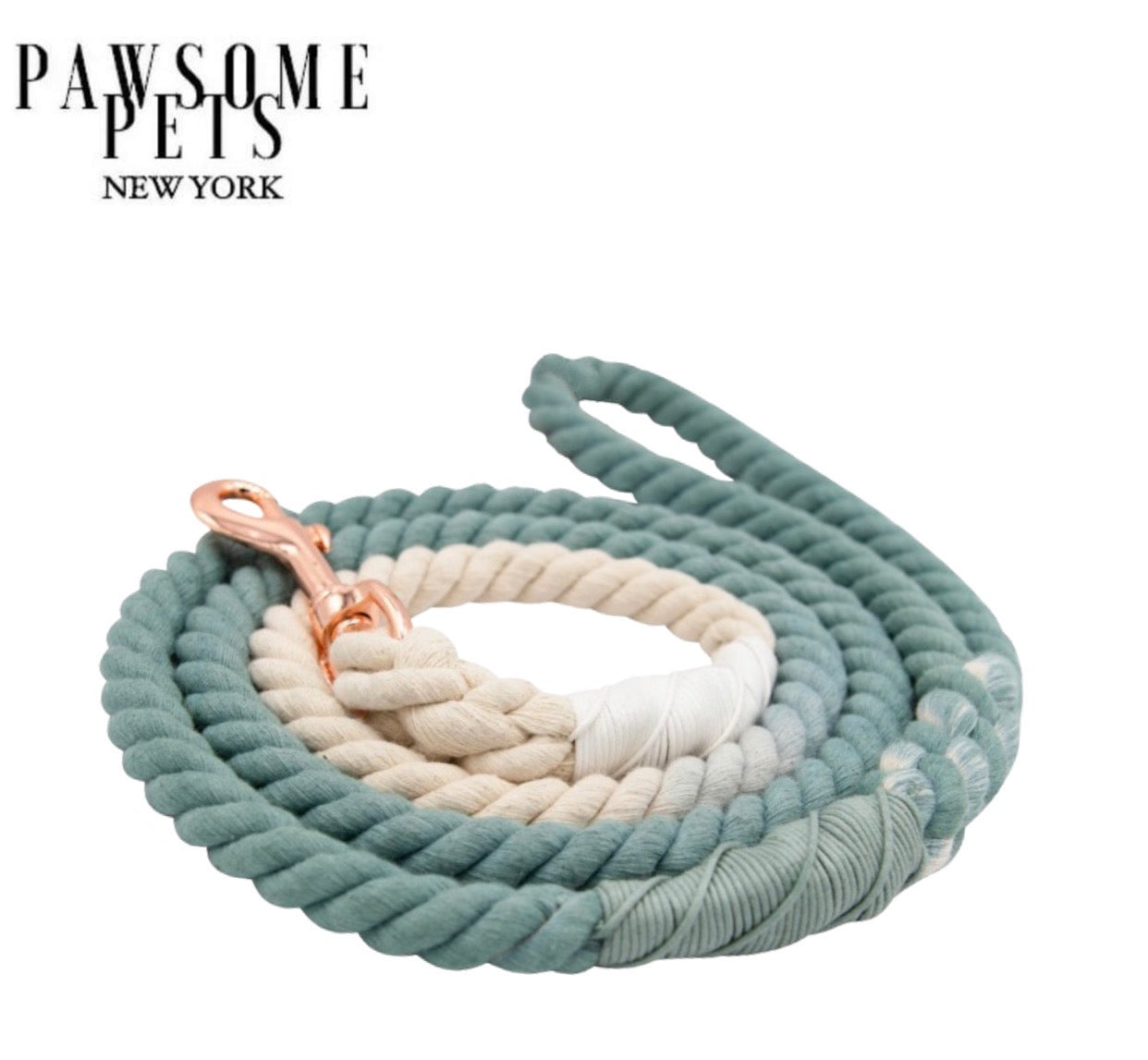 Jasmine Rope Leash featuring vibrant colors, luxe hardware, and a matching dog charm, made from durable 100% cotton rope.