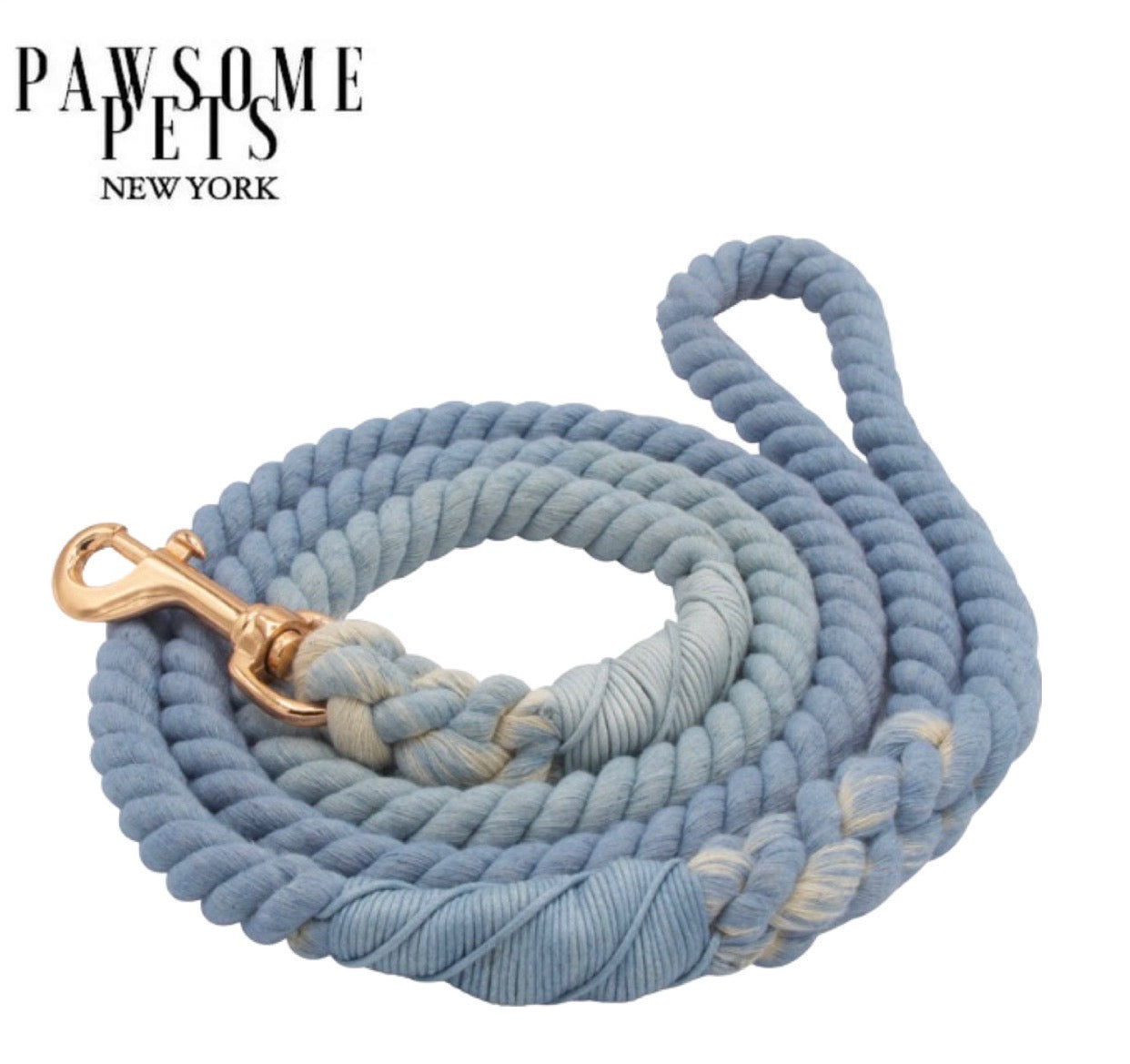 Larkspur Rope Leash made of 100% cotton with luxe hardware and a matching charm, showcasing vibrant colors and durable design.