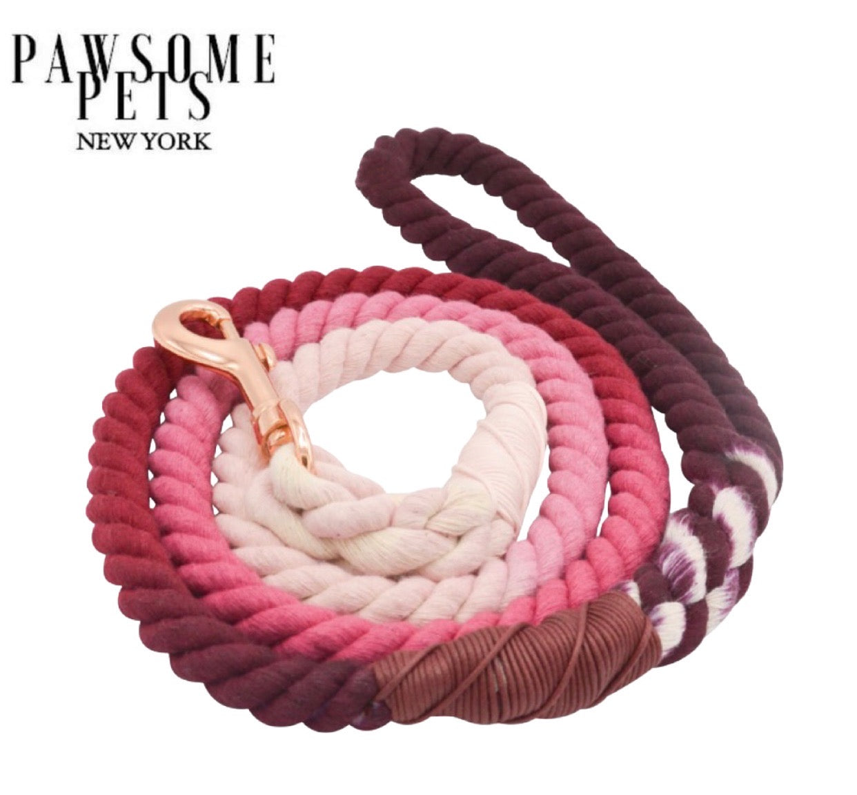 Vibrant ROPE LEASH - LILY made of 100% cotton rope with luxe hardware and a matching dog charm, perfect for stylish pet walks.