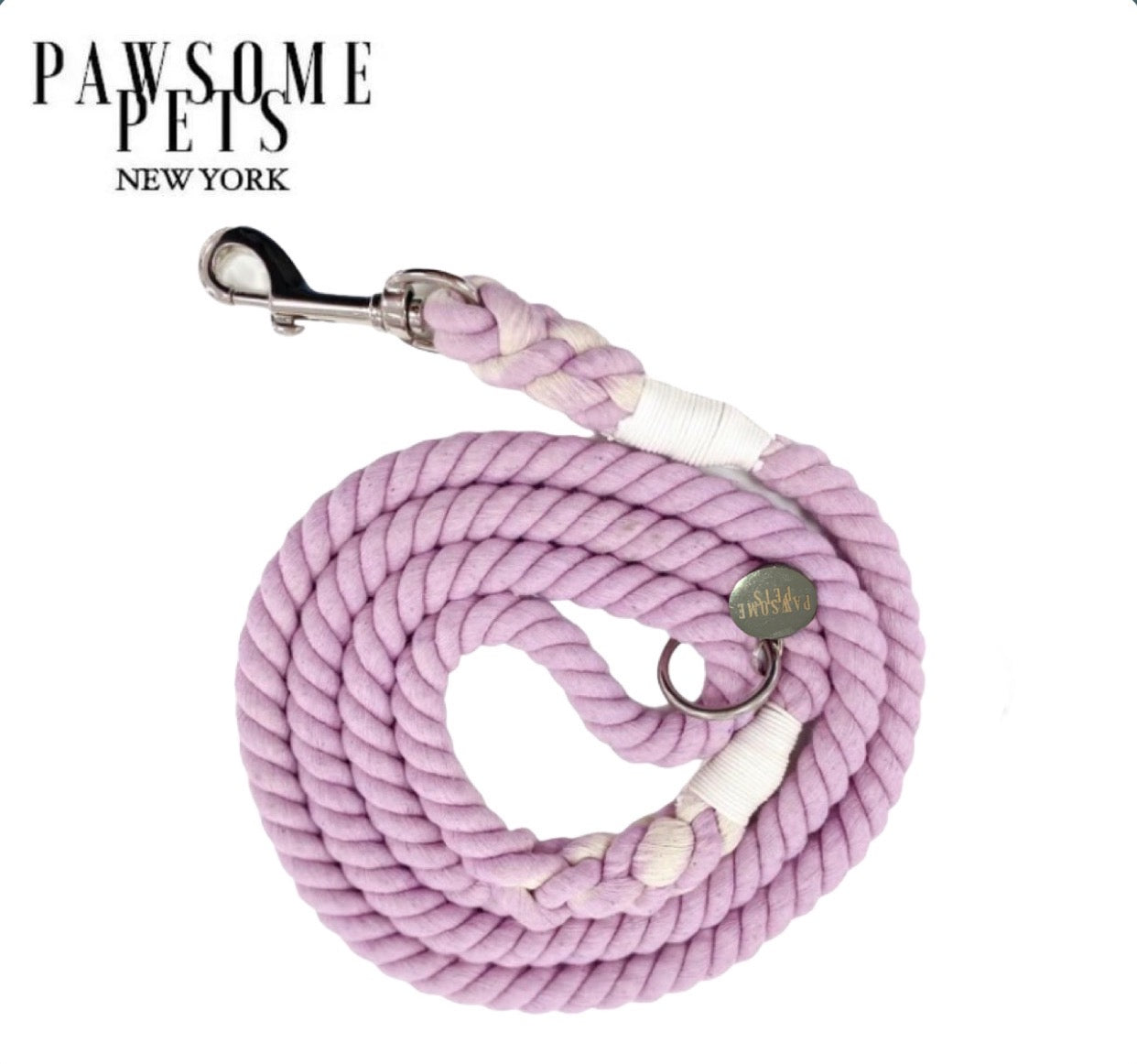 Colorful ROPE LEASH - LOTUS made from 100% cotton rope with luxe hardware and a matching charm, perfect for stylish pet walks.