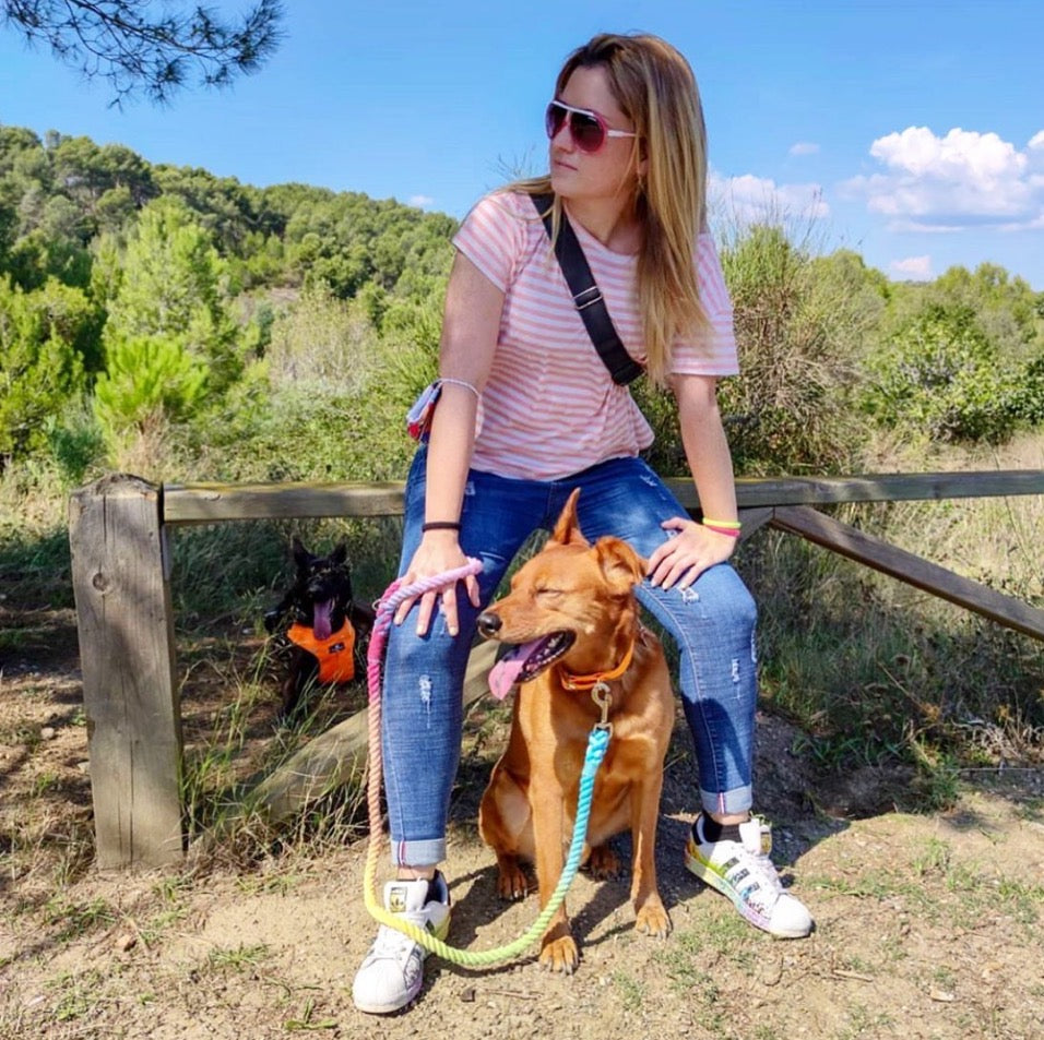 Ombre Light Brown Rope Leash made of durable cotton with luxe hardware and matching dog charm.