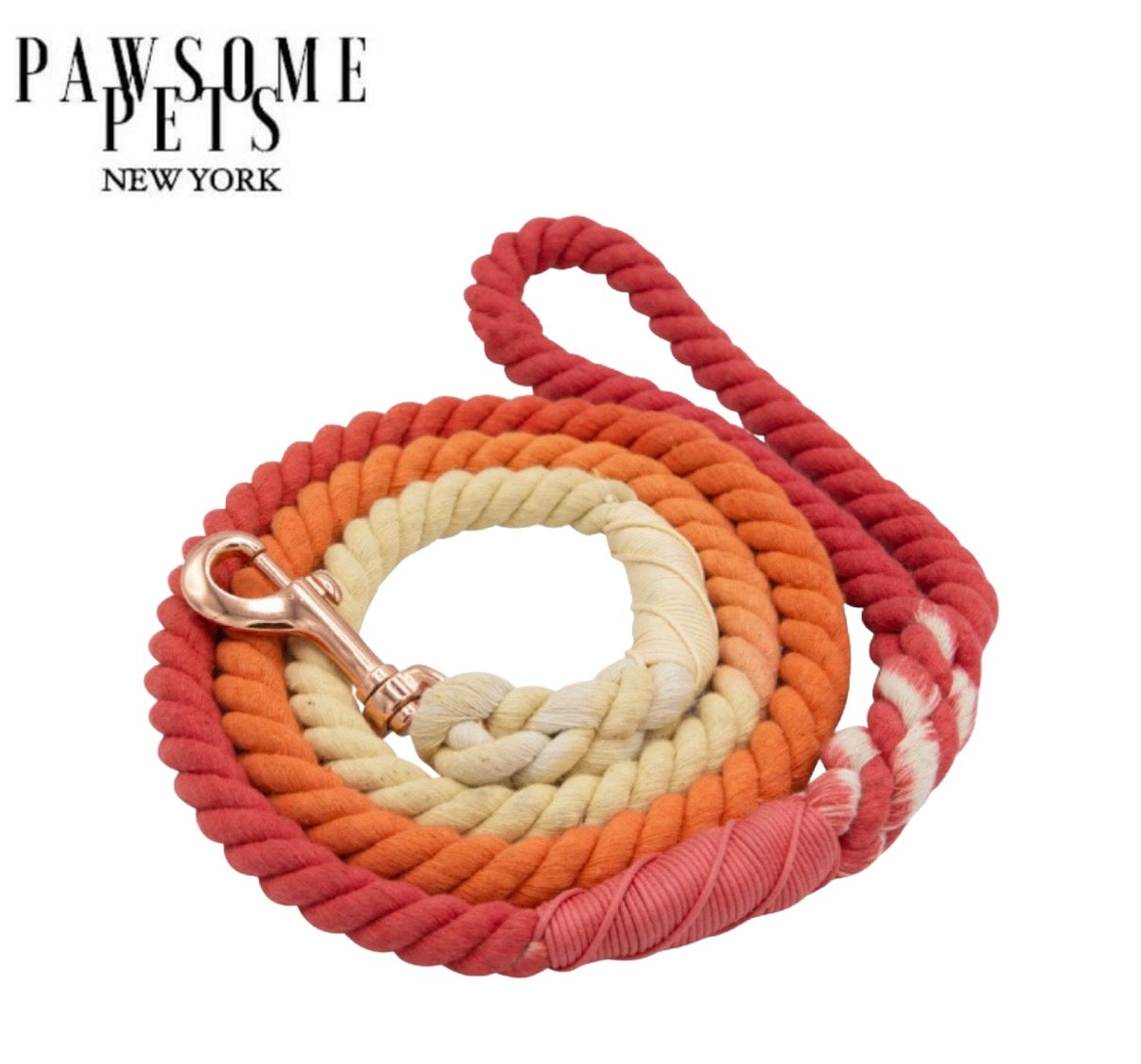 Vibrant Poppy Rope Leash made from durable cotton with luxe hardware and matching charm.