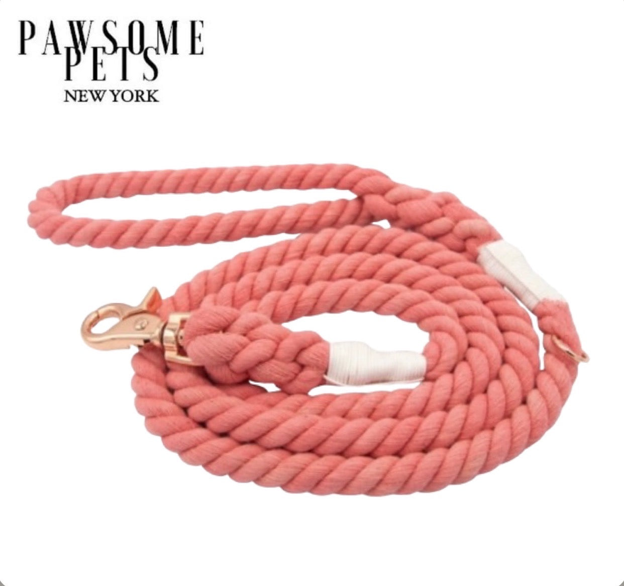 Primrose Rope Leash made of 100% cotton with luxe hardware and a matching charm, showcasing vibrant colors and durable design.