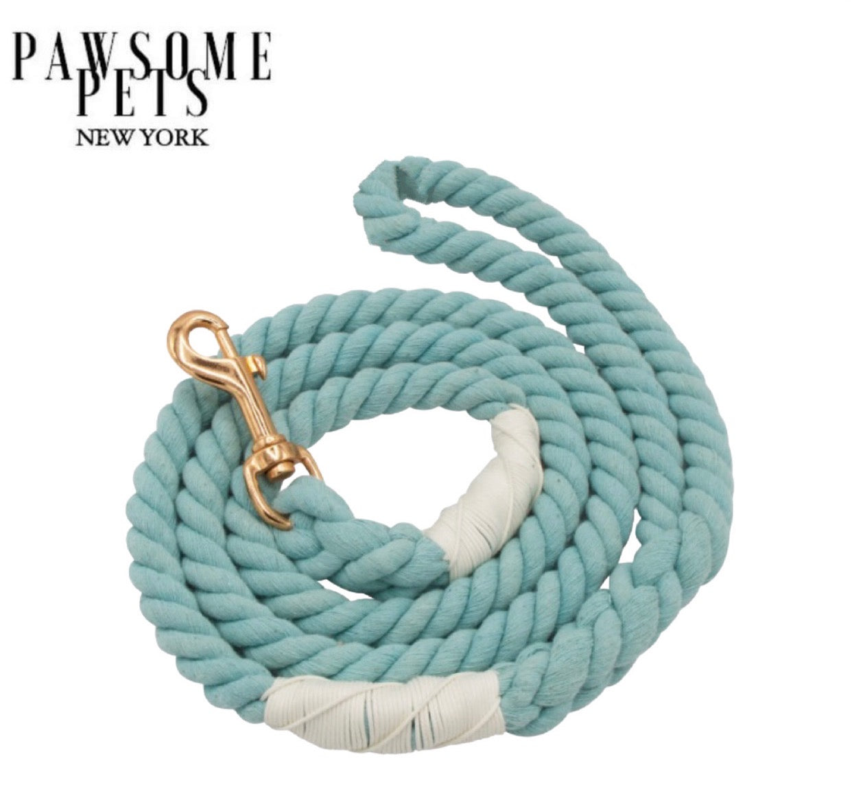 A vibrant ROPE LEASH - RIVER made from 100% cotton, featuring luxe hardware and a matching dog charm, perfect for stylish pet walks.