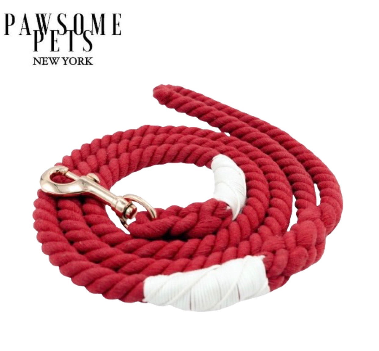 Spanish Red Rope Leash made of durable cotton with luxe hardware and charm, perfect for stylish pet walks.