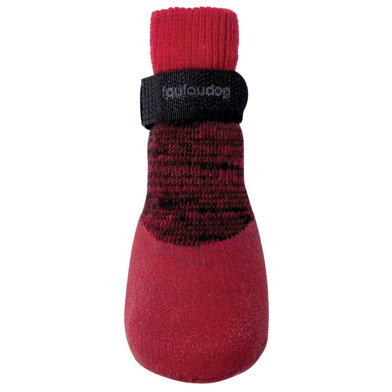 A pair of Rubber Dipped Socks designed for pets, featuring a textured rubber sole and a velcro strap for secure fit.
