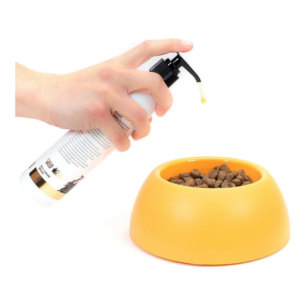 A 500 ml bottle of Salmon Oil Gloria, designed for dogs and cats, showcasing its premium quality and health benefits.