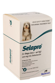 Selapro® Spot On for Large Dogs 6-pack, featuring easy-to-use applicators for flea and heartworm prevention.