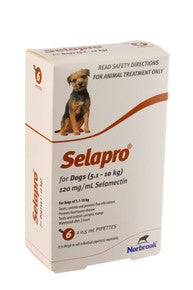 Selapro® Spot On Small Dog 6pk packaging featuring a vibrant design, showcasing the product for flea and heartworm prevention.