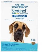 Sentinel Spectrum Tasty Chews for Large Dogs, 6 pack, designed for effective parasite prevention and control.