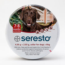 Seresto Flea & Tick Collar for Large Dogs, showcasing its durable design and packaging, ideal for effective pest prevention.