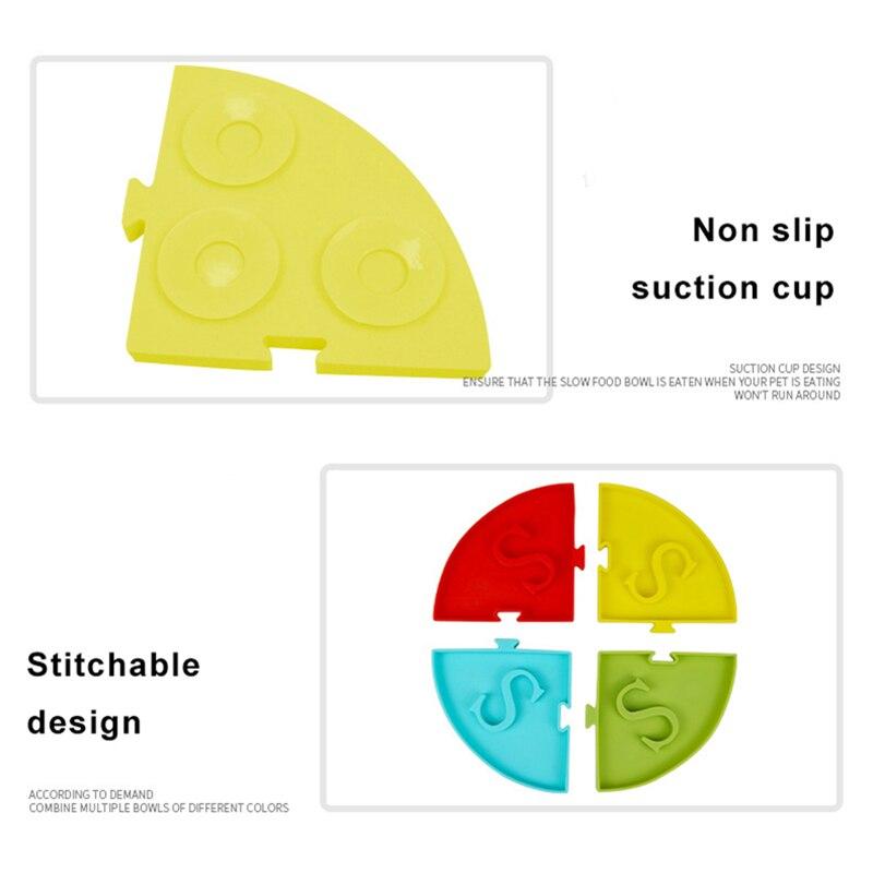 Silicone pet bowl designed for slow eating, featuring raised sections to prevent choking, suitable for dogs and cats.