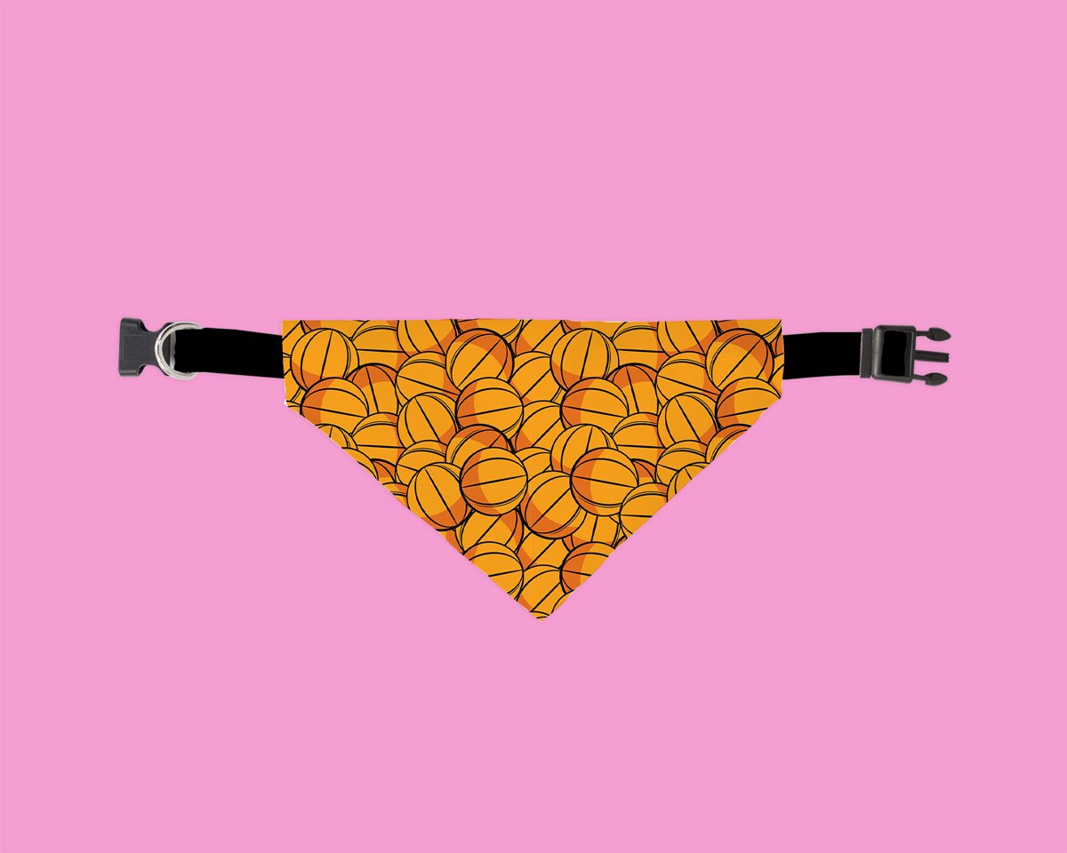 A colorful Slam Dunk Bandana for dogs, featuring a stylish design and slip-on feature for easy wear.