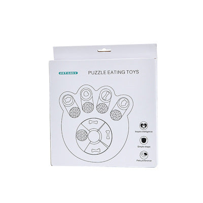 A colorful Slow Feeder Puzzles Eating Toy designed for cats, featuring a rotating top and no-slip base for interactive feeding.