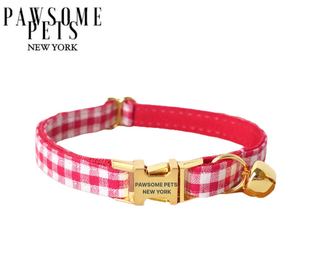 Small size dog and cat collar featuring a vibrant French vermilion stripe design, made from durable nylon webbing with a quick-use buckle.