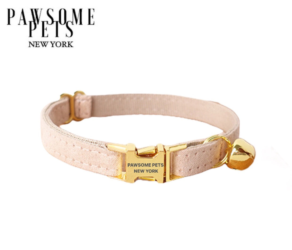 A small size dog and cat collar in pinky white, made of durable nylon webbing with an adjustable design and quick-use buckle.