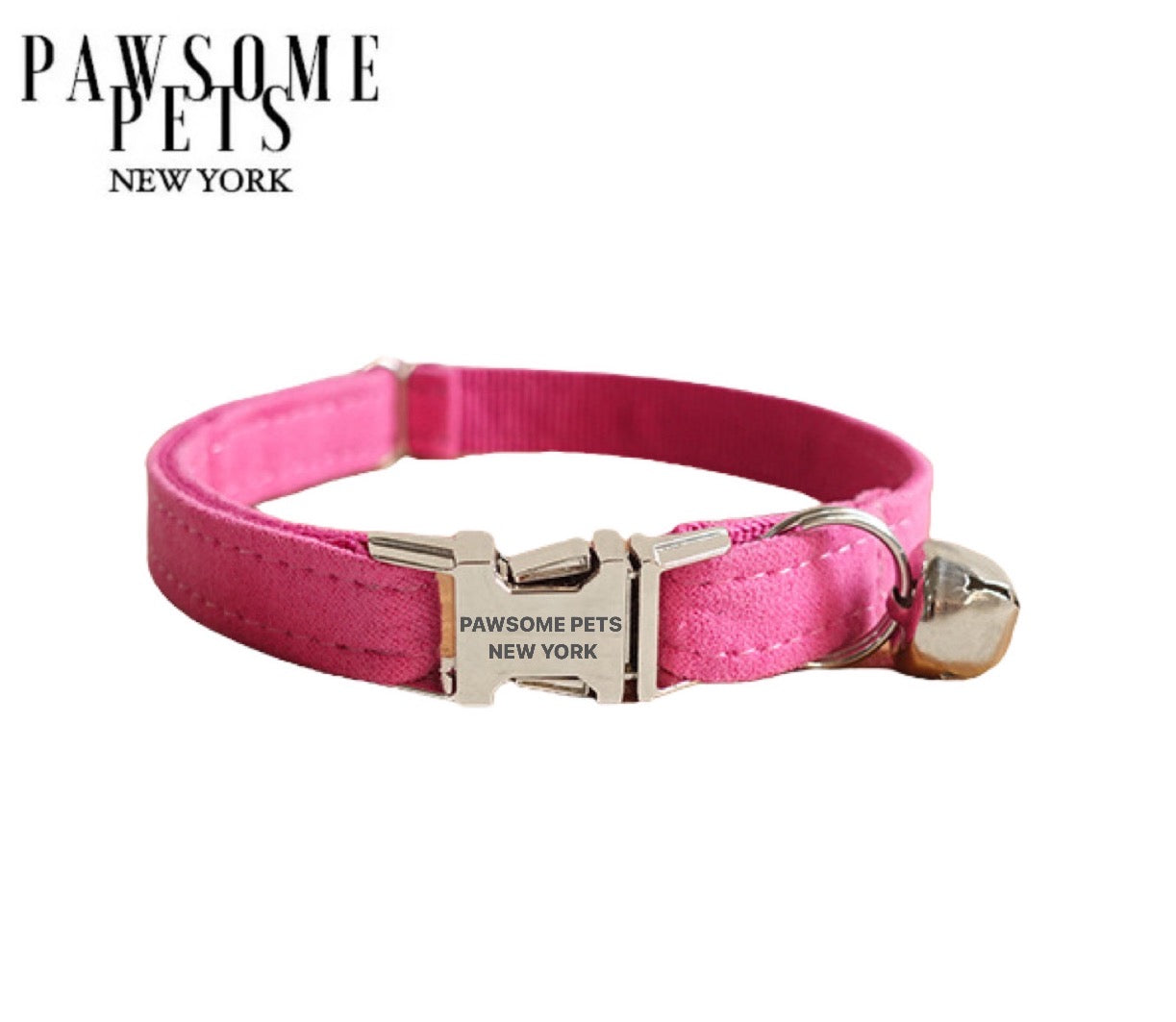 Small size dog and cat collar in rose pink, made of durable nylon webbing with an adjustable design and quick-use buckle.