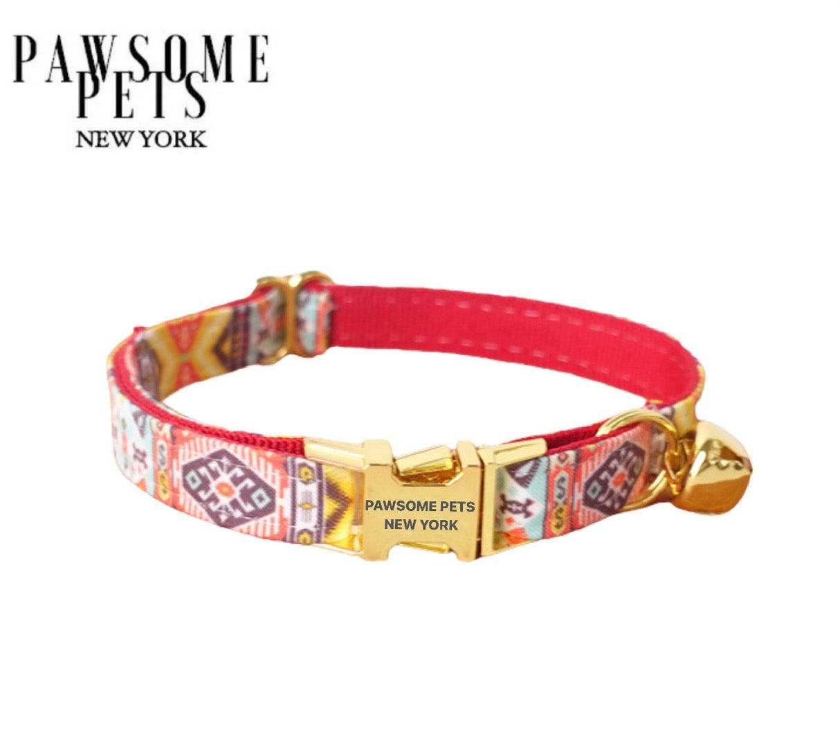 Ruby Red small size dog and cat collar made of durable nylon webbing with an adjustable design and quick-use buckle.