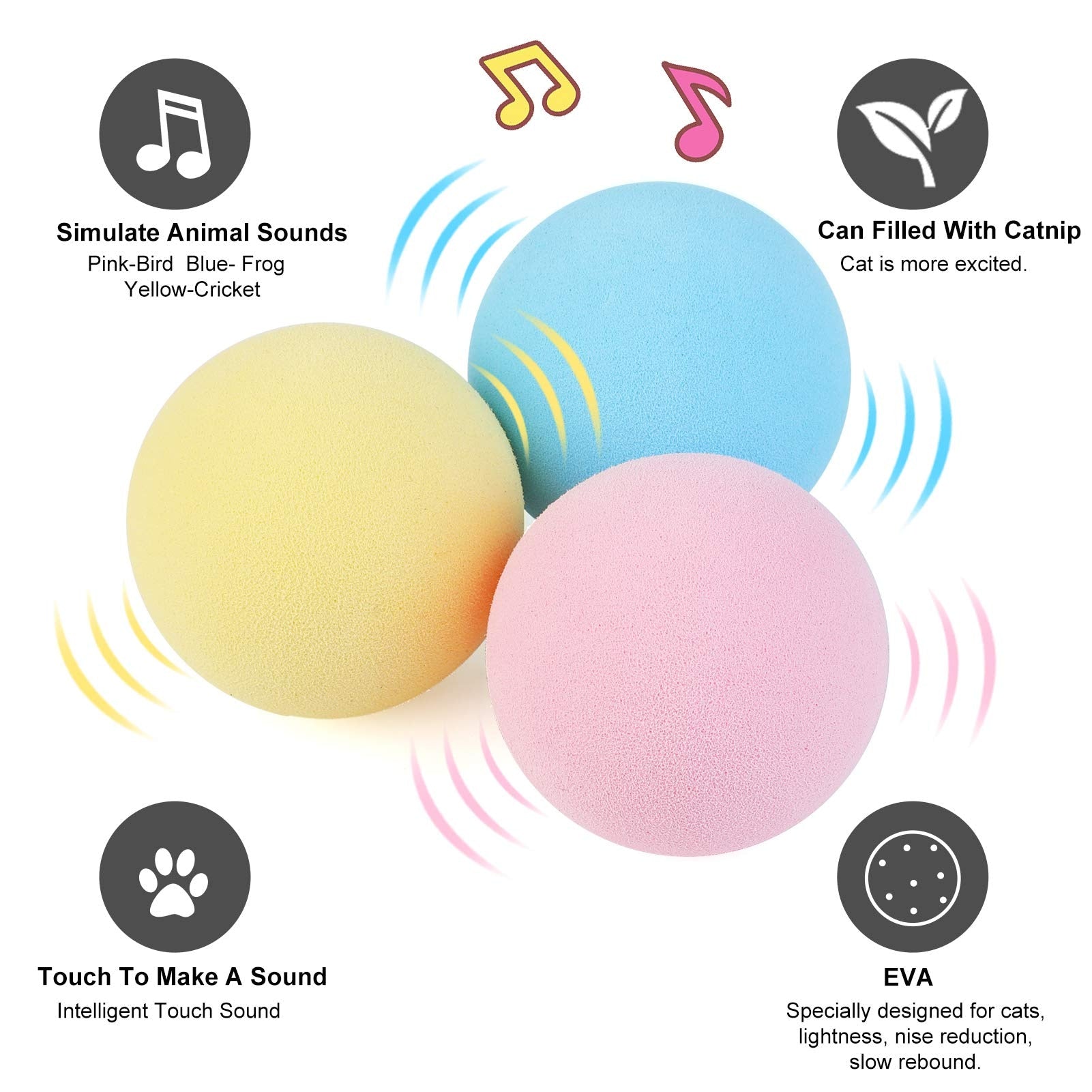 Smart Cat Toys Interactive Ball with catnip, designed for engaging play and realistic animal sounds.
