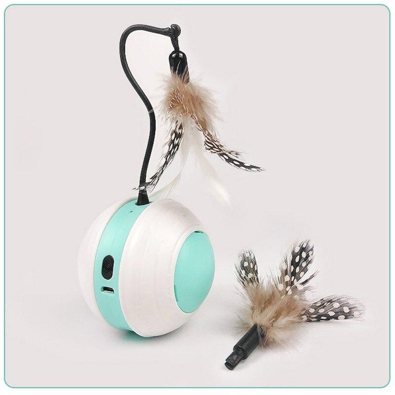 Smart Interactive Cat Toy with LED light, USB rechargeable, and self-rotating design, perfect for engaging cats in play.