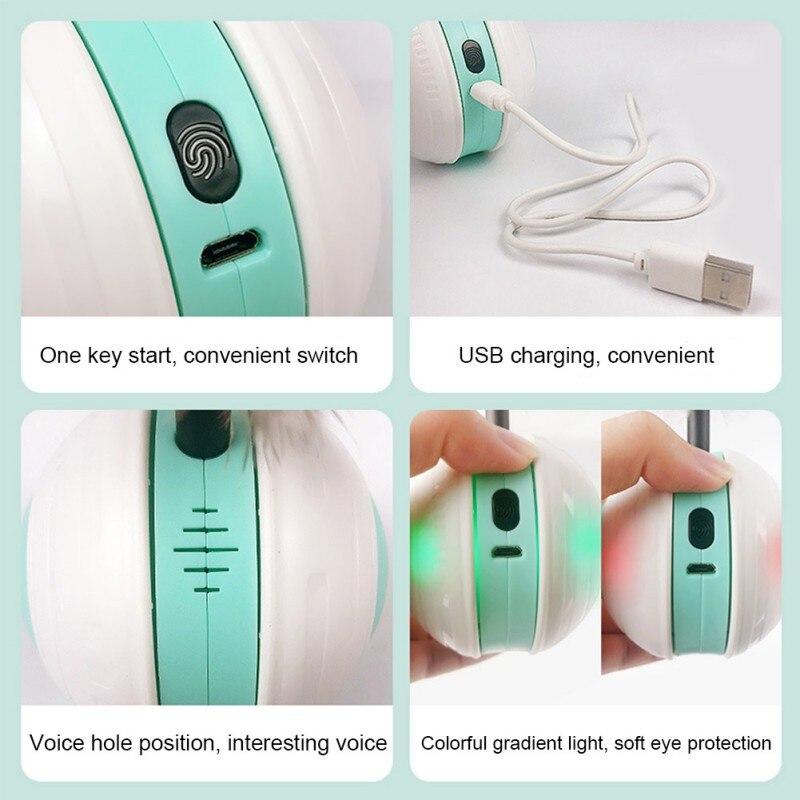 Smart Interactive Cat Toy with LED light, USB rechargeable, and self-rotating design, perfect for engaging cats in play.