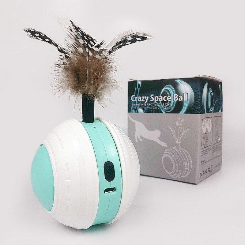 Smart Interactive Cat Toy with LED light, USB rechargeable, and self-rotating design, perfect for engaging cats in play.