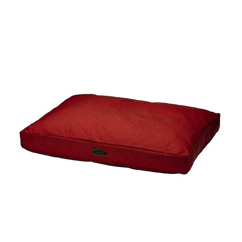 SNOOZA D1000 Dog Bed in vibrant red, made from durable 1000 denier fabric, featuring a zippered cover and eco-friendly filling.