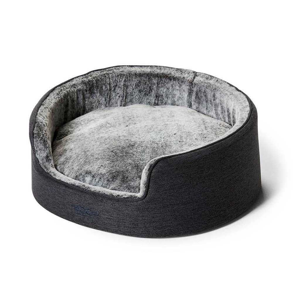 Snooza Futon Buddy Bed for Chinchillas featuring plush dark grey faux fur and stylish two-tone upholstery.