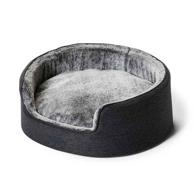 Snooza Futon Buddy Bed for Chinchillas featuring plush dark grey faux fur and stylish two-tone upholstery.