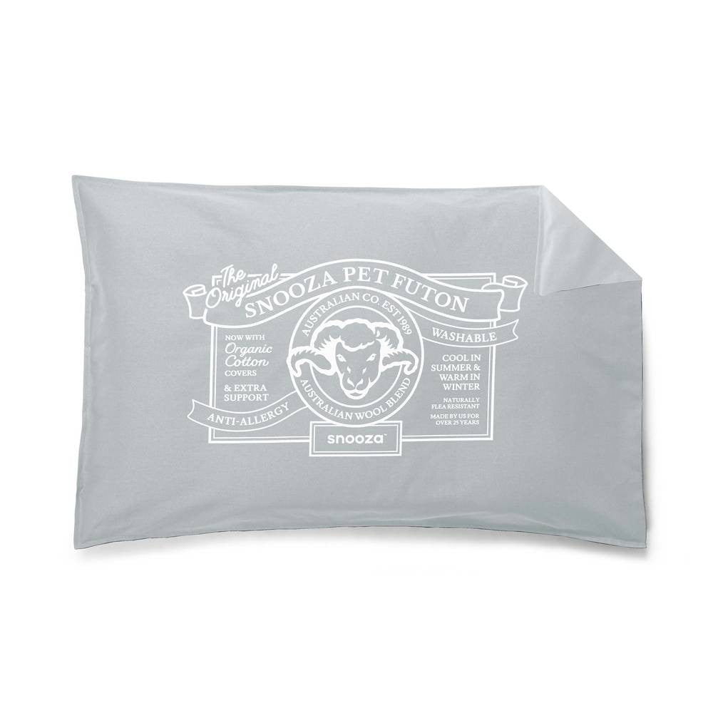 Snooza Futon Organic Cotton Pet Cover in natural color with navy print, designed for comfort and style.