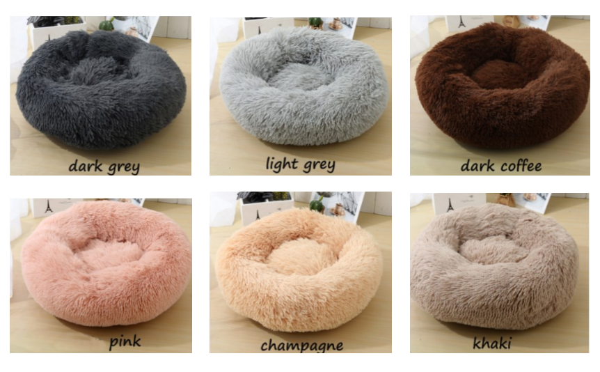 Soft Calming Donut Bed for Dogs and Cats, featuring a plush, fluffy design with raised edges for comfort and security.