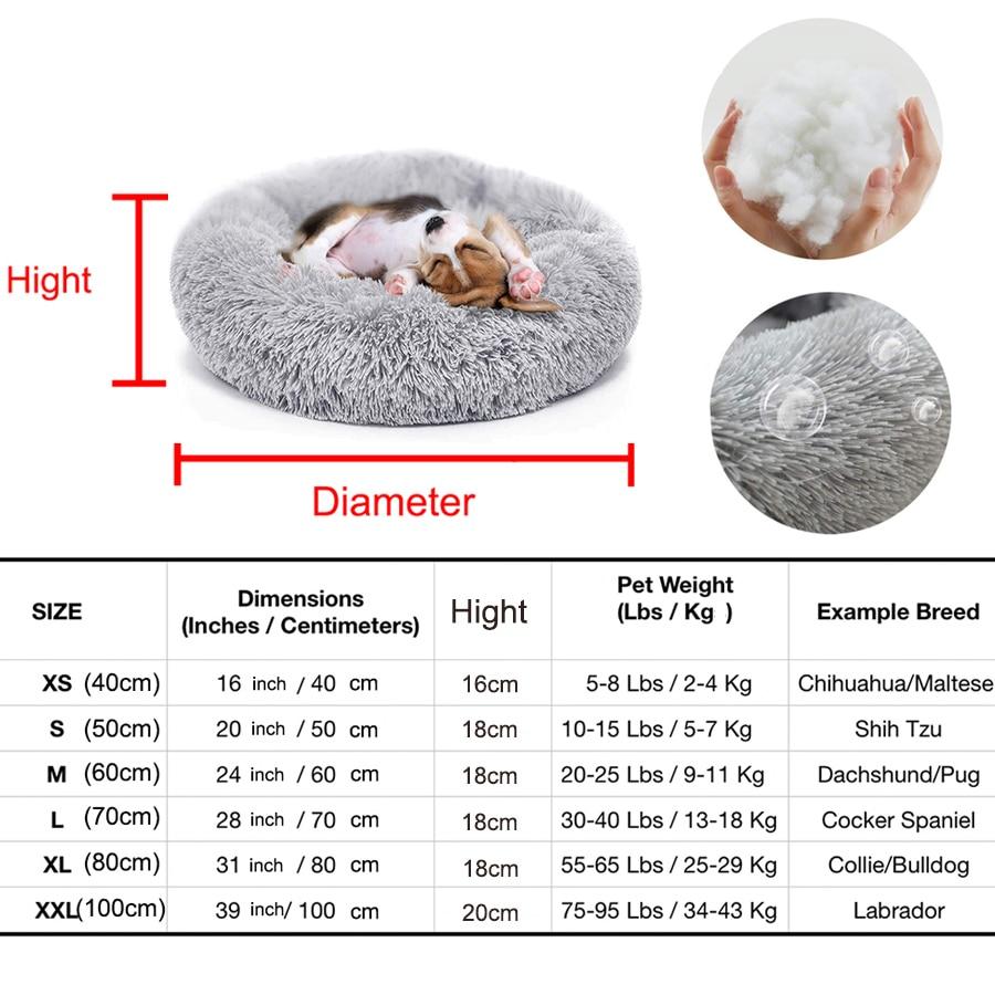 A soft, round dog bed made of plush coral fleece, designed for winter comfort, suitable for small and large dogs and cats.