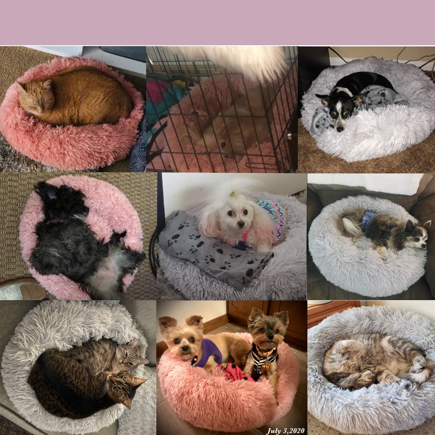 A soft, round dog bed made of plush coral fleece, designed for winter comfort, suitable for small and large dogs and cats.