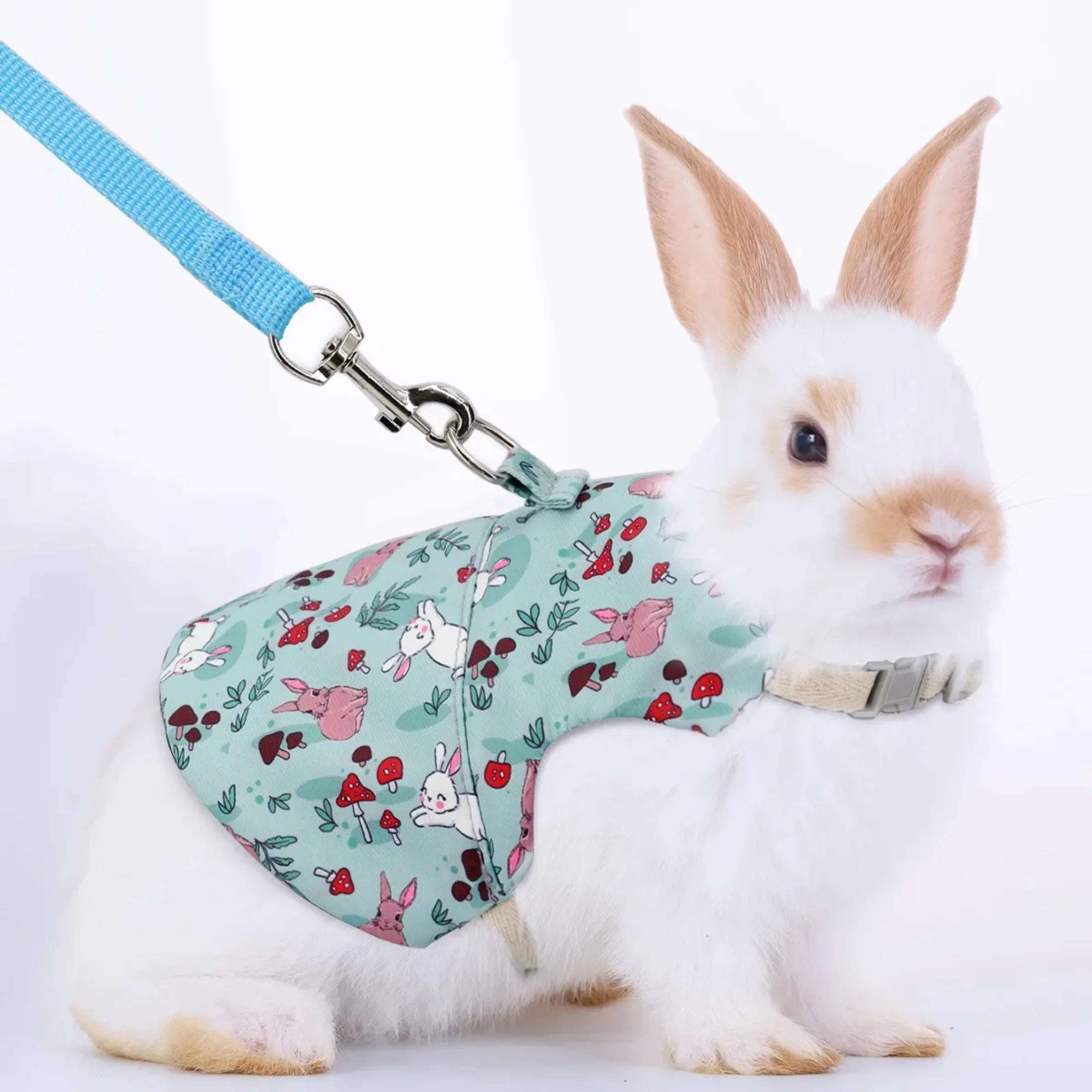 Solid Adjustable Pet Harness and Leash designed for small pets like rabbits, bunnies, cats, and ferrets, showcasing its durable nylon material and adjustable straps.