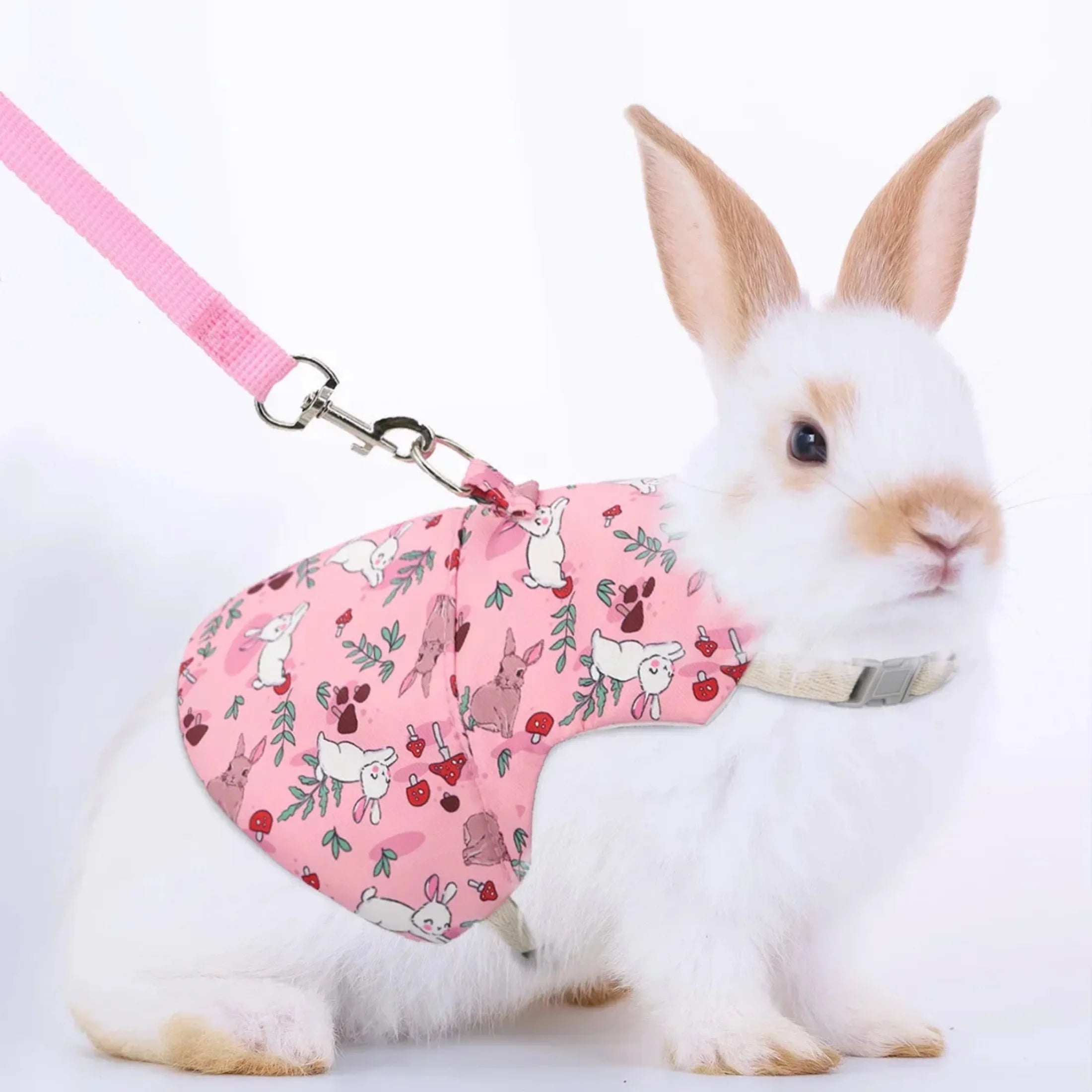 Solid Adjustable Pet Harness and Leash designed for small pets like rabbits, bunnies, cats, and ferrets, showcasing its durable nylon material and adjustable straps.