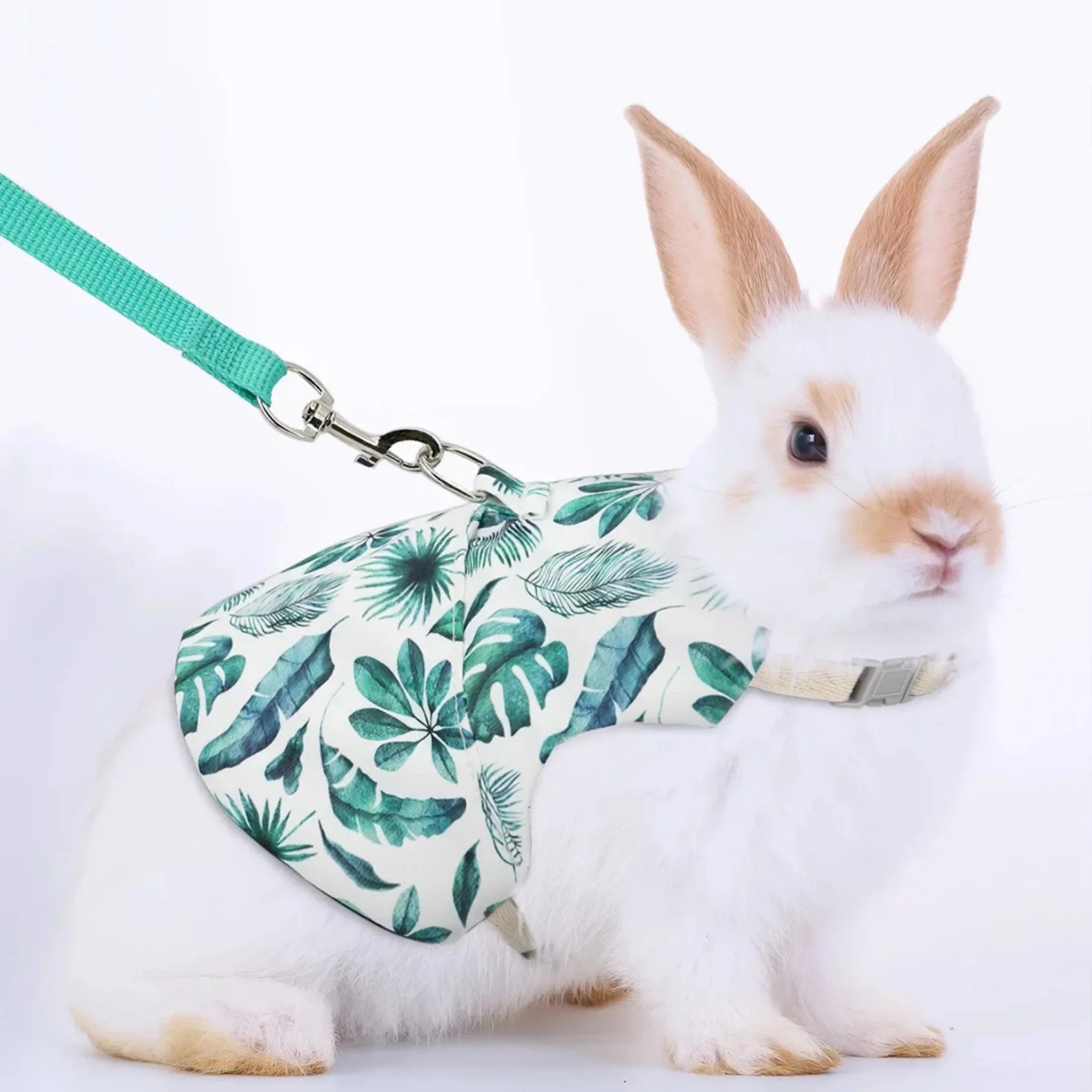 Solid Adjustable Pet Harness and Leash designed for small pets like rabbits, bunnies, cats, and ferrets, showcasing its durable nylon material and adjustable straps.