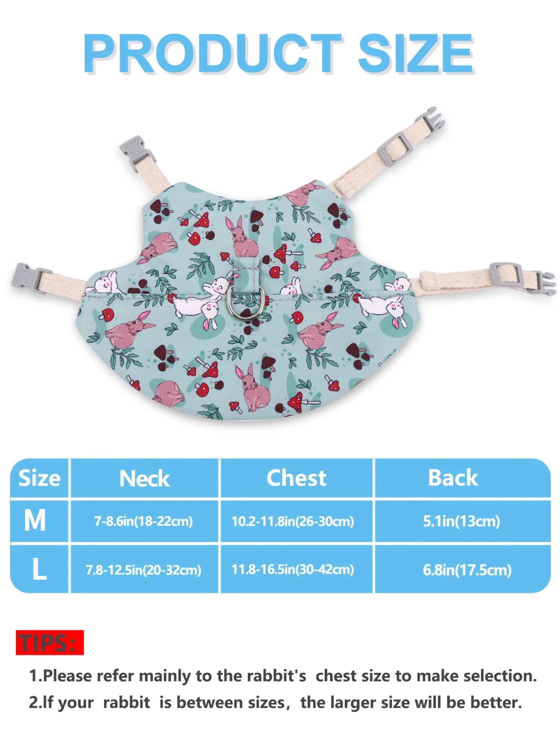 Solid Adjustable Pet Harness and Leash designed for small pets like rabbits, bunnies, cats, and ferrets, showcasing its durable nylon material and adjustable straps.