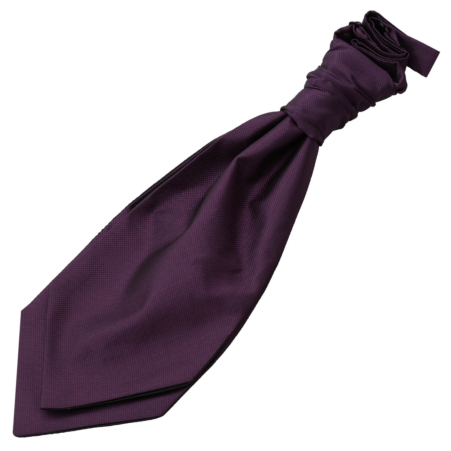 Solid Check Pre-Tied Ruche Cravat for Boys in Cadbury Purple, showcasing its stylish design and rich color.