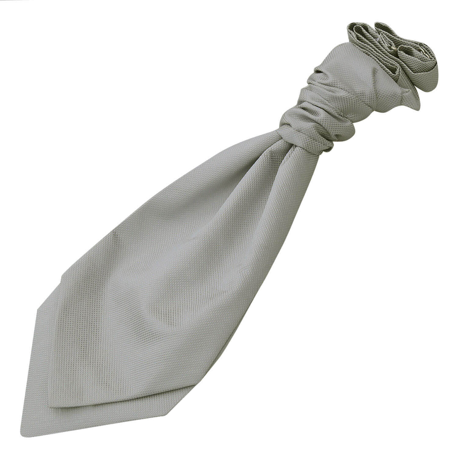 Solid Check Pre-Tied Ruche Cravat for Boys in Silver, featuring a stylish check pattern and elegant ruche design.