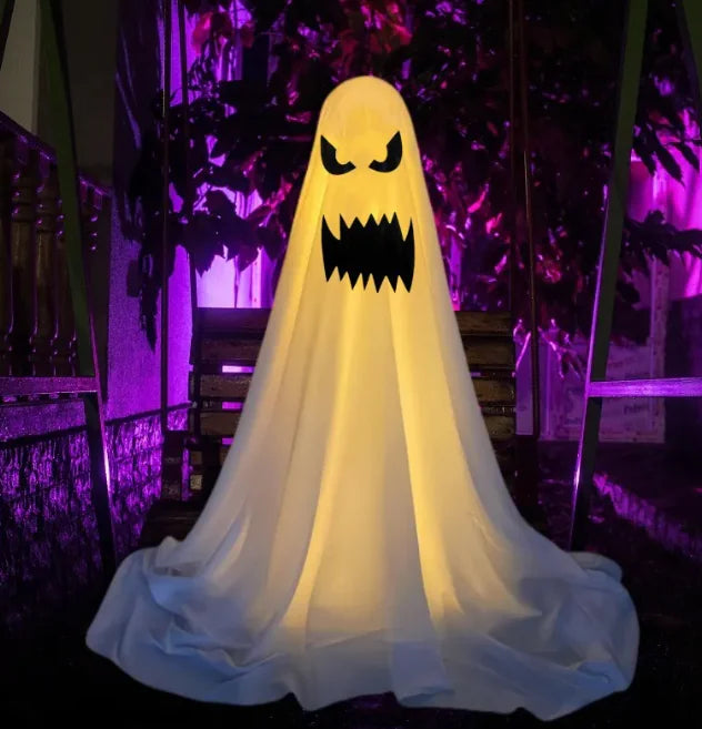 Spooky Specter Décor featuring ghostly figures swaying in the wind, perfect for Halloween decorations.
