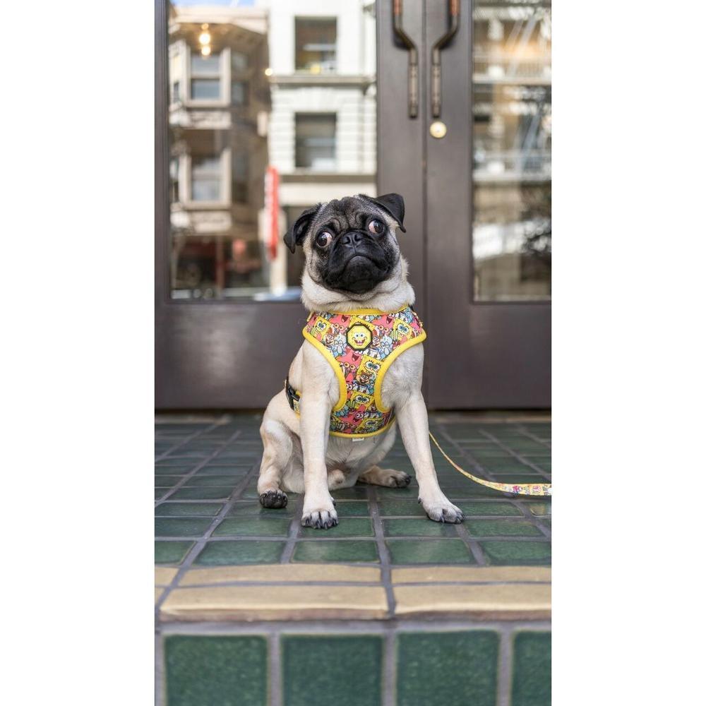 Spongebob x Fresh Pawz adjustable mesh harness featuring vibrant colors and a fun design, perfect for pets.